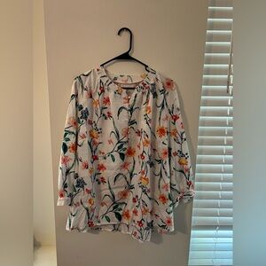 St. John's Bay Orange 3/4 Sleeve Boxy Blouse